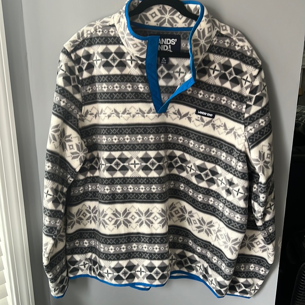 Lands’ End FLEECE XL(46-48) 3 Button Pullover